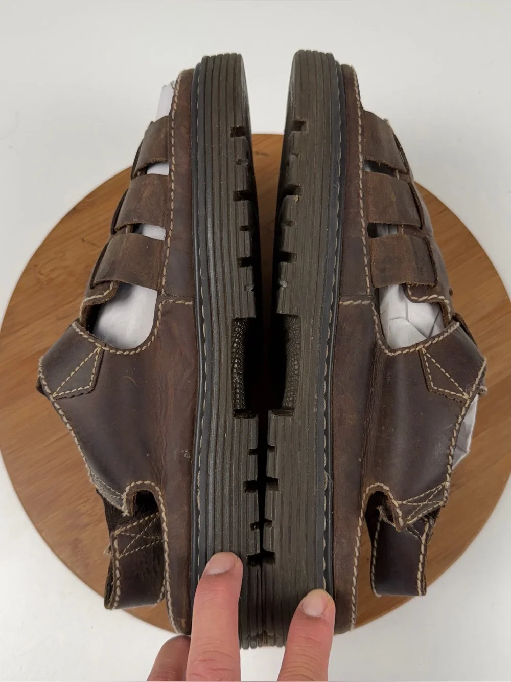 Y2K Vintage Skechers Men's Dark Brown Leather Fisherman-Style Sandals